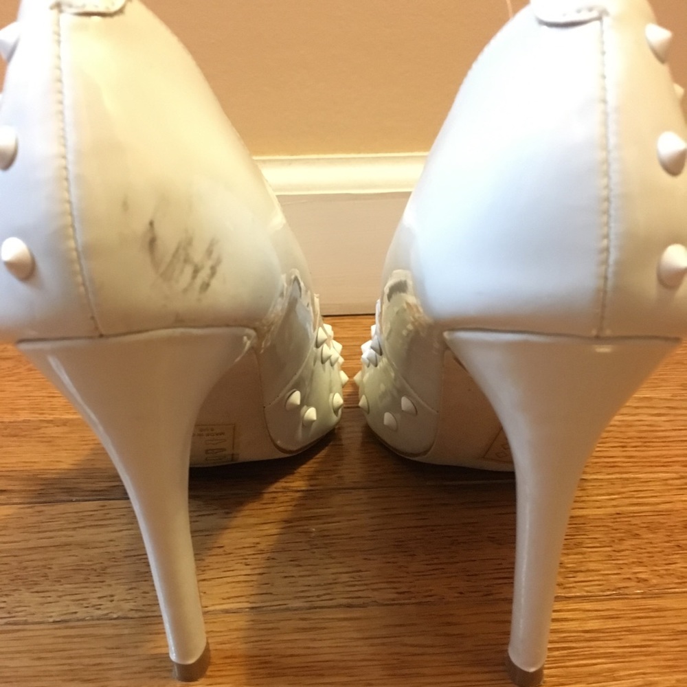 White Studded Patent Pump View 3